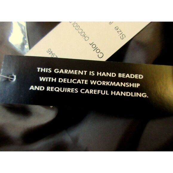 Carole Little Brown Velvet Long Gypsy Skirt Hand-Beaded Sequins Hippie Sz 8 NEW - Picture 7 of 9